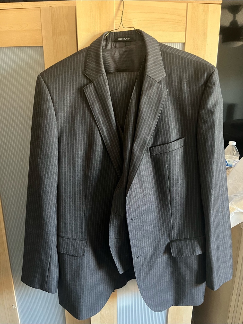 Men's Charcoal Pinstripe 3 Piece Suit by Hugo Boss